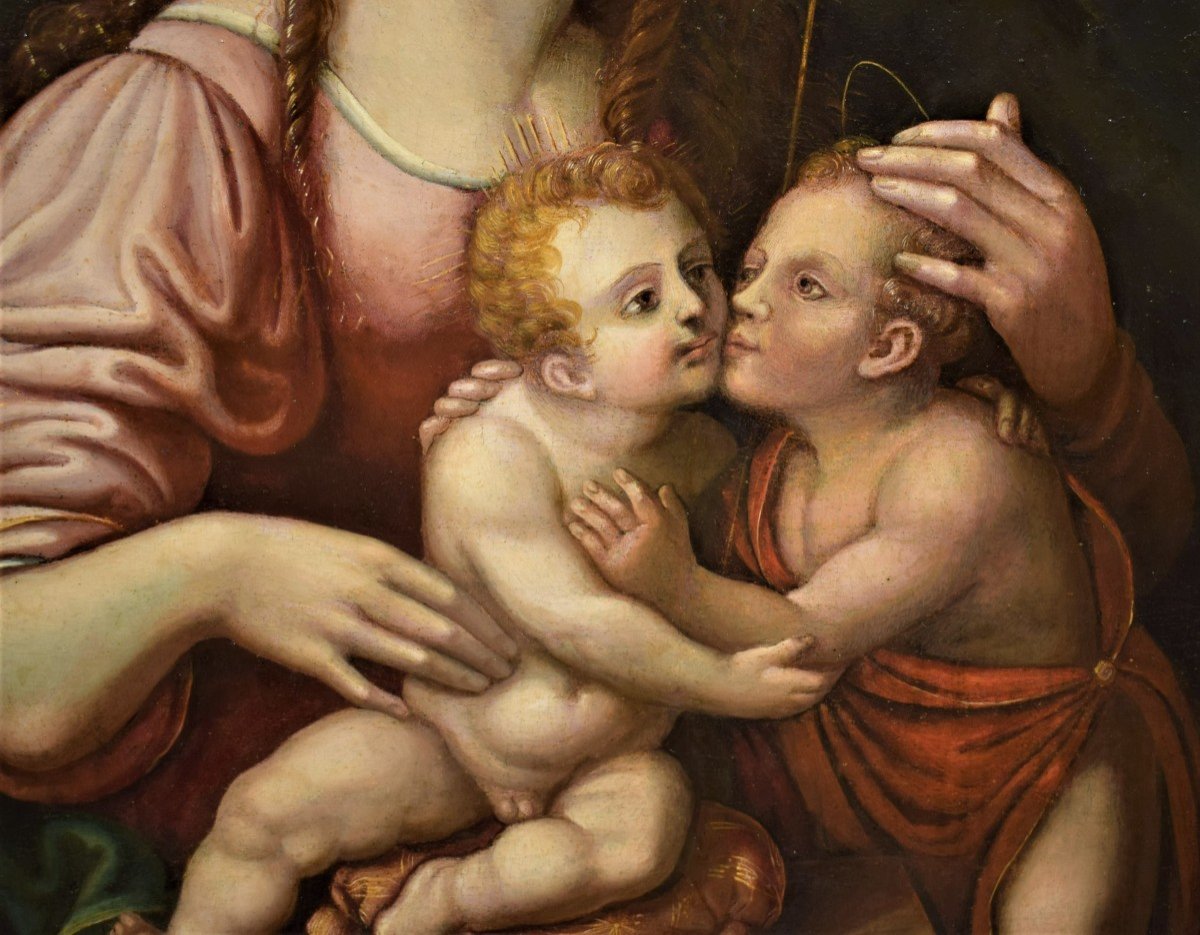 Madonna And Child With San Giovannino - Workshop Of Giovan Pietro Rizzoli  16th Century-photo-4