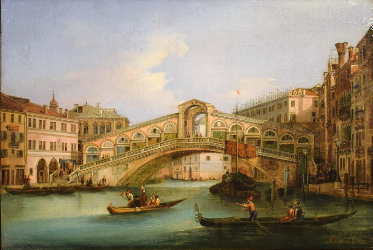  Venice, The Rialto Bridge - Giuseppe Coen (treviso 1811–1856 Venice)-photo-2