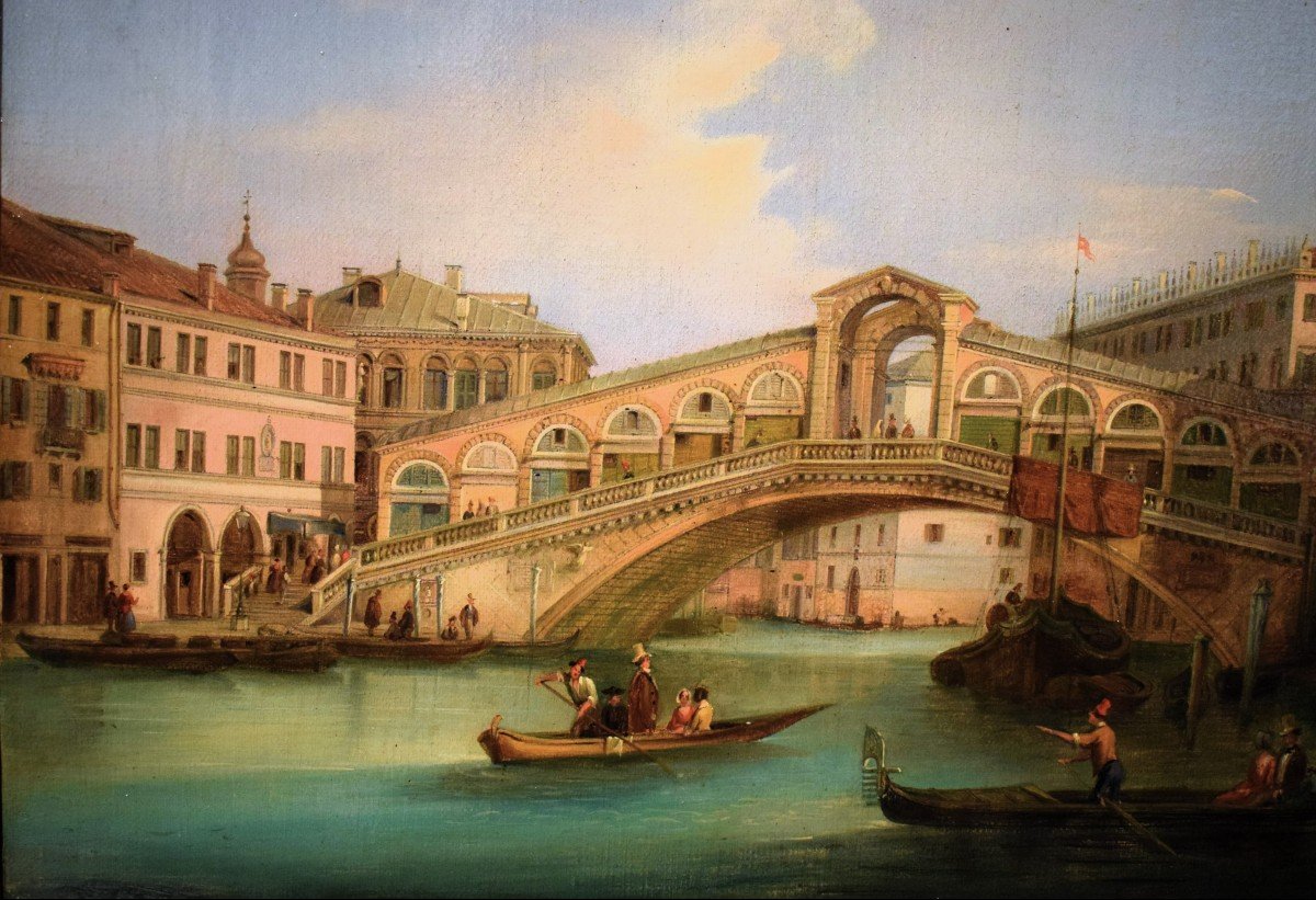  Venice, The Rialto Bridge - Giuseppe Coen (treviso 1811–1856 Venice)-photo-3