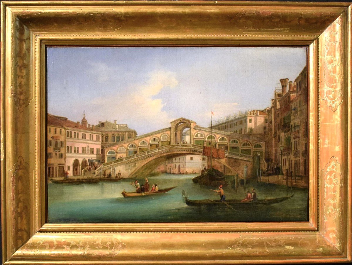  Venice, The Rialto Bridge - Giuseppe Coen (treviso 1811–1856 Venice)