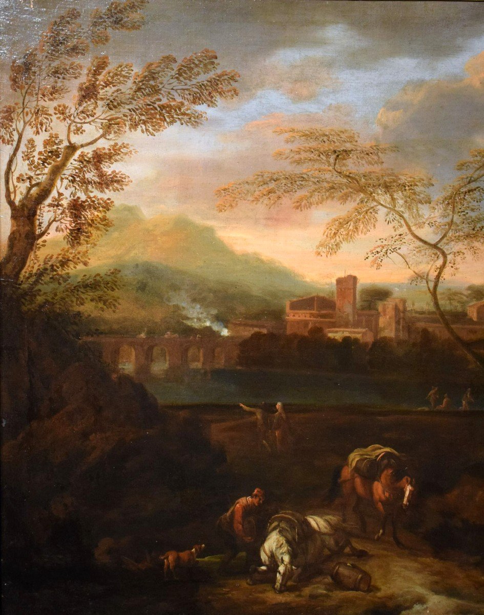 Paysage idyllique  au coucher du soleil - Johann Heinrich Roos (1631 – 1685) atelier-photo-3