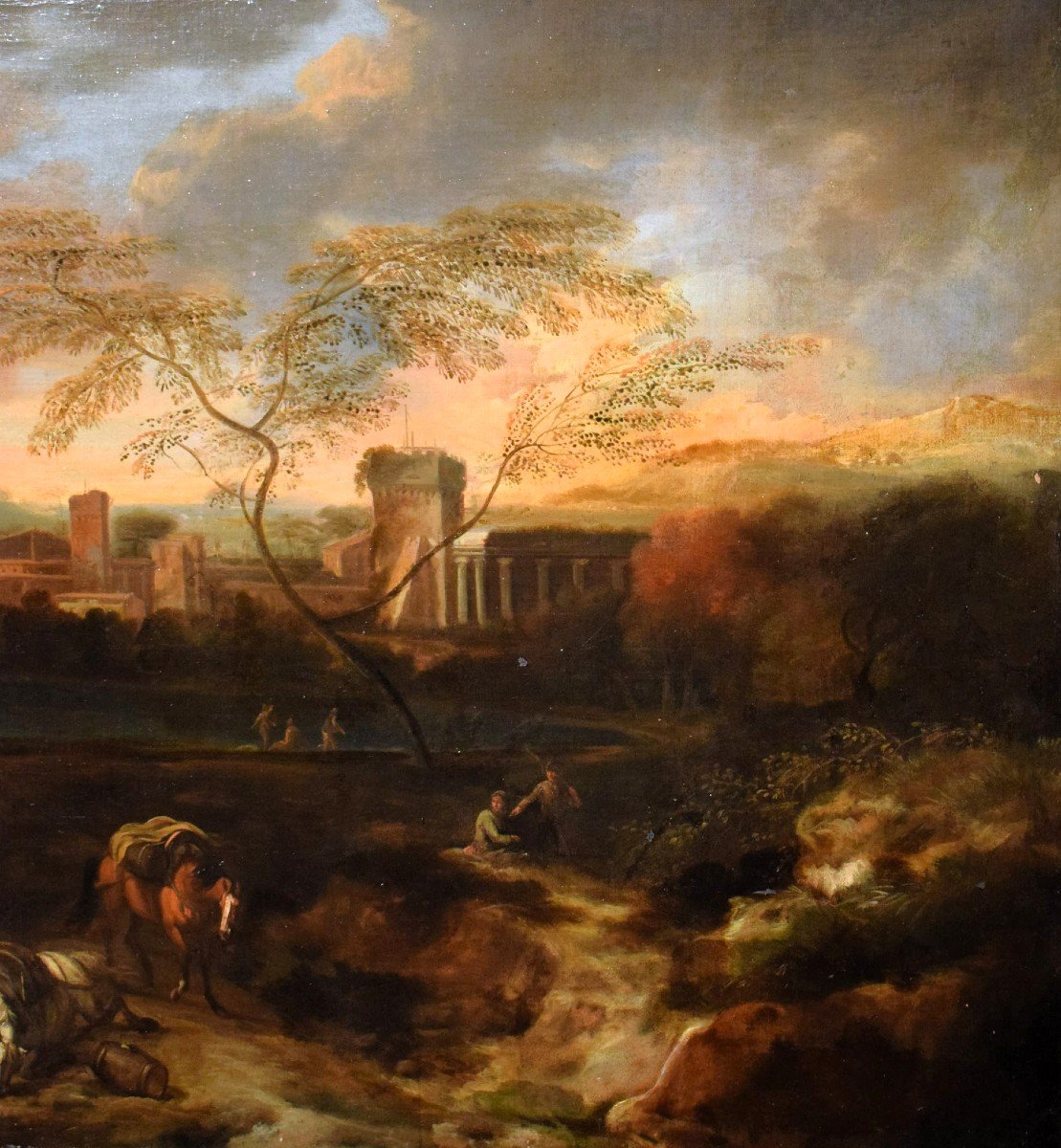 Paysage idyllique  au coucher du soleil - Johann Heinrich Roos (1631 – 1685) atelier-photo-4