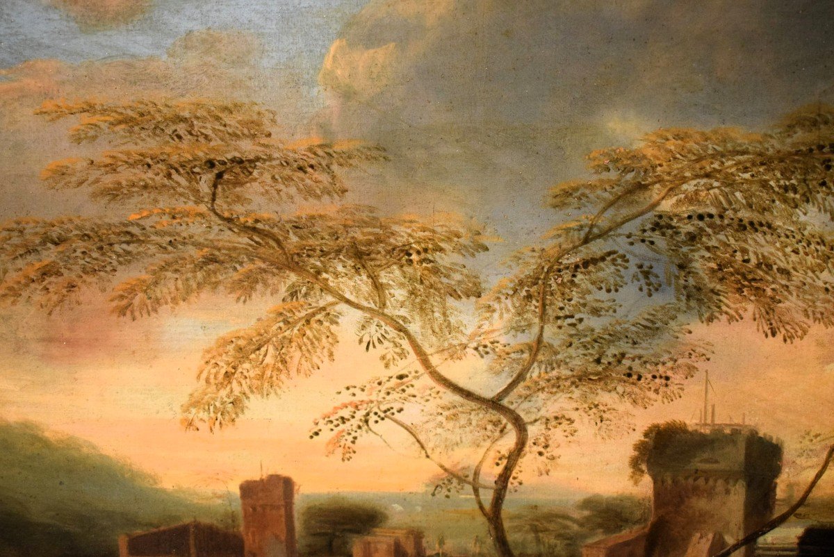 Paysage idyllique  au coucher du soleil - Johann Heinrich Roos (1631 – 1685) atelier-photo-3