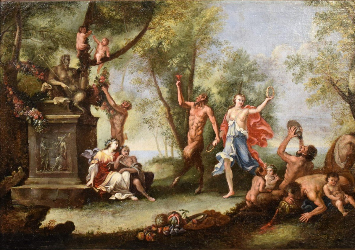 Bacchanal With Offerings To The Statue Of Pan - Filippo Lauri (rome, 1623–1694 )workshop-photo-2