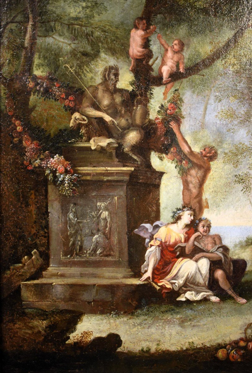 Bacchanal With Offerings To The Statue Of Pan - Filippo Lauri (rome, 1623–1694 )workshop-photo-2