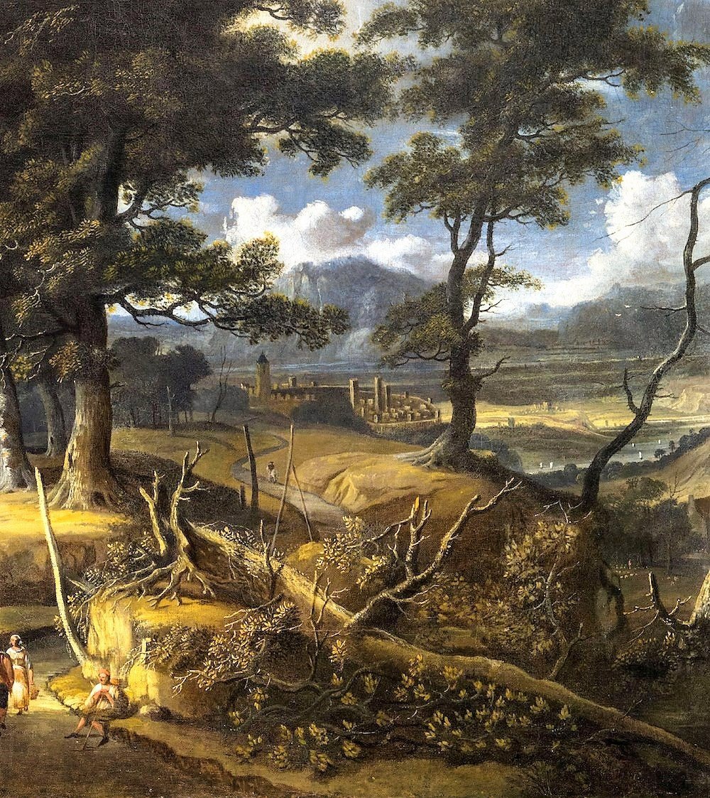  Paysage boisé  avec voyageurs et village - Jan Looten (Amsterdam, 1618 -1681)  -photo-4