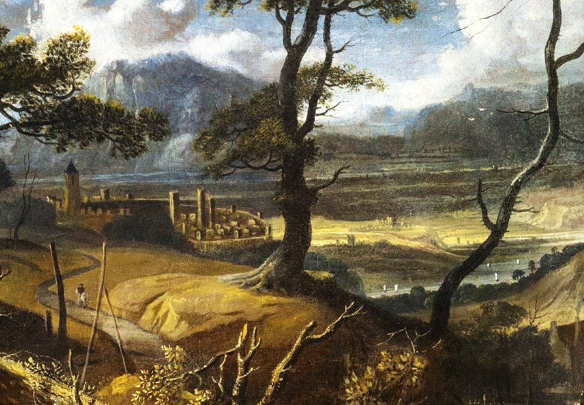  Paysage boisé  avec voyageurs et village - Jan Looten (Amsterdam, 1618 -1681)  -photo-2