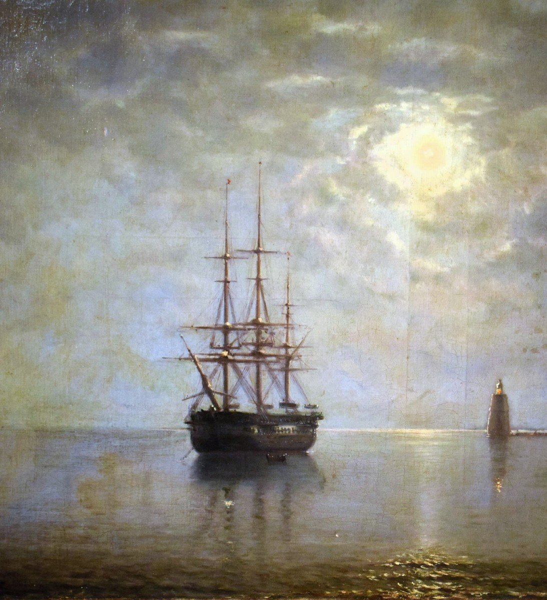 Venise, San Giorgio Maggiore au clair de lune - Firmé et daté 1877-photo-3