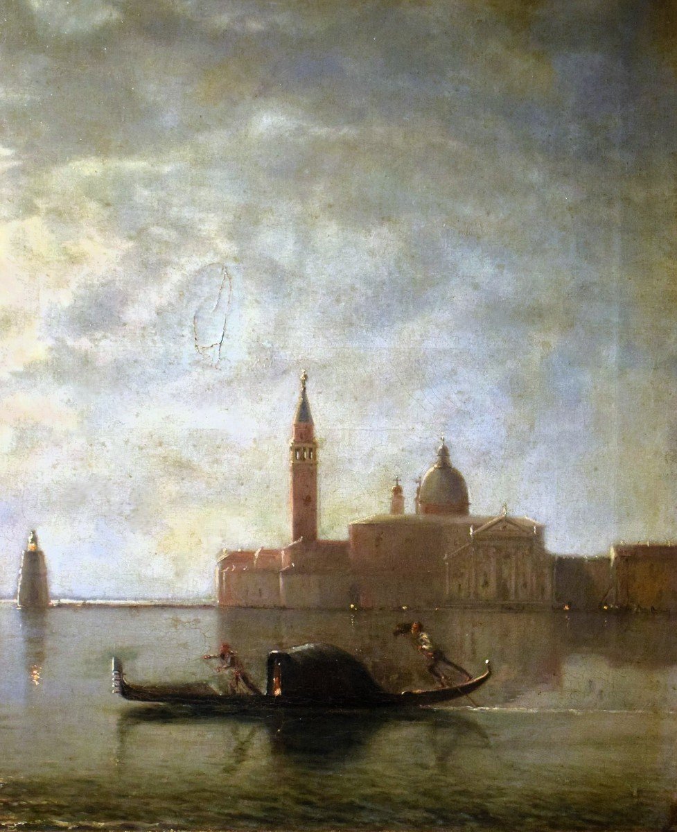 Venise, San Giorgio Maggiore au clair de lune - Firmé et daté 1877-photo-4