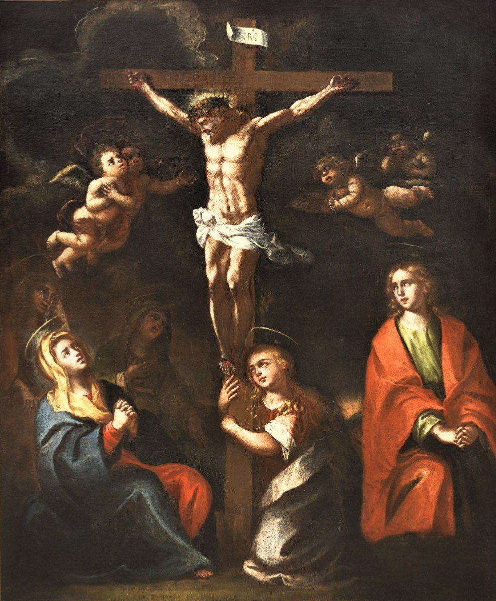 The Crucifixion - Large Flemish Canvas - First Of The 16th Century-photo-2