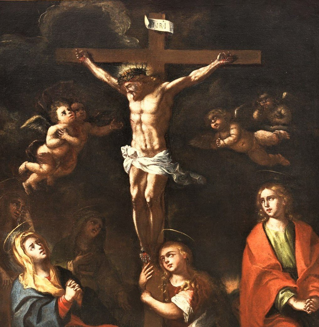 The Crucifixion - Large Flemish Canvas - First Of The 16th Century-photo-3