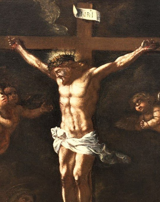 The Crucifixion - Large Flemish Canvas - First Of The 16th Century-photo-4