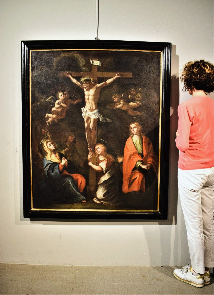 The Crucifixion - Large Flemish Canvas - First Of The 16th Century-photo-8