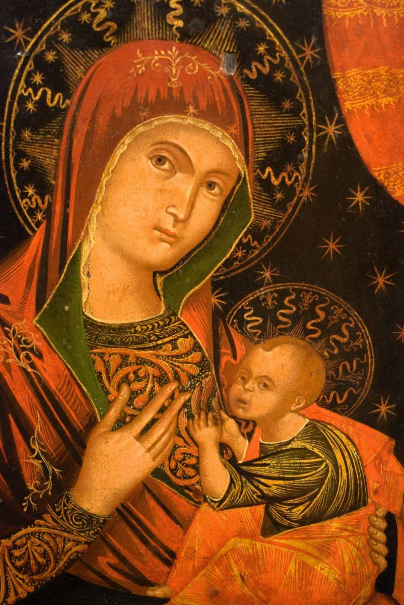 The Virgin With Child Veneto-cretan Icon 17th Century-photo-2