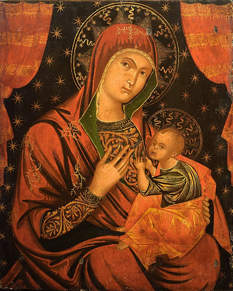 The Virgin With Child Veneto-cretan Icon 17th Century