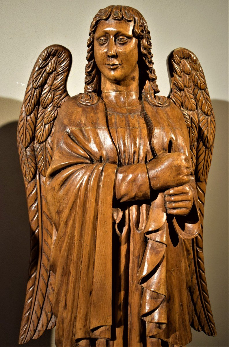  Archangel  -  Large Flamish Full-length Wooden Sculpture -  18 Th Century-photo-2