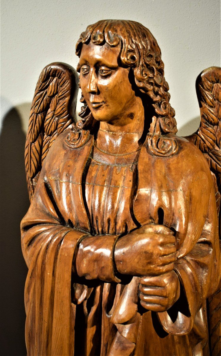  Archangel  -  Large Flamish Full-length Wooden Sculpture -  18 Th Century-photo-3