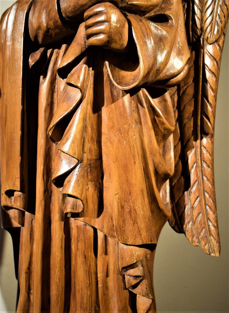  Archangel  -  Large Flamish Full-length Wooden Sculpture -  18 Th Century-photo-4