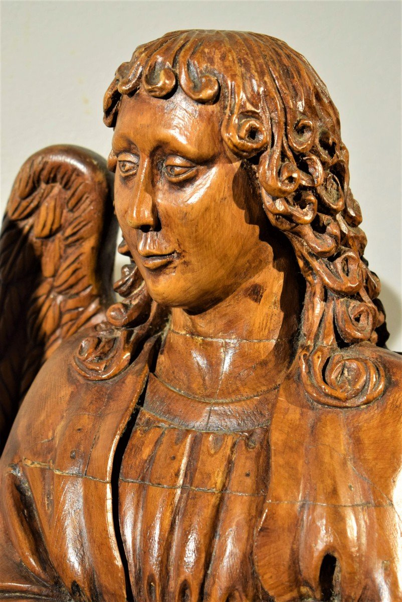  Archangel  -  Large Flamish Full-length Wooden Sculpture -  18 Th Century-photo-1