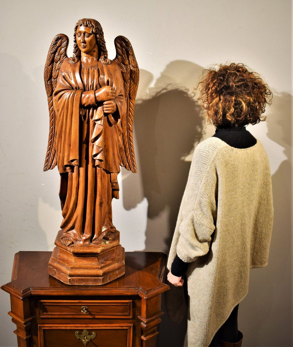  Archangel  -  Large Flamish Full-length Wooden Sculpture -  18 Th Century-photo-5