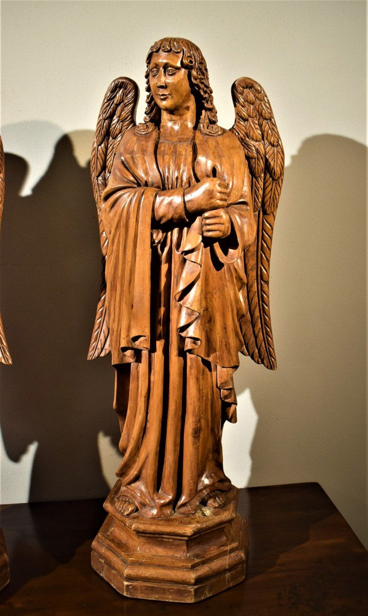  Archangel  -  Large Flamish Full-length Wooden Sculpture -  18 Th Century-photo-6