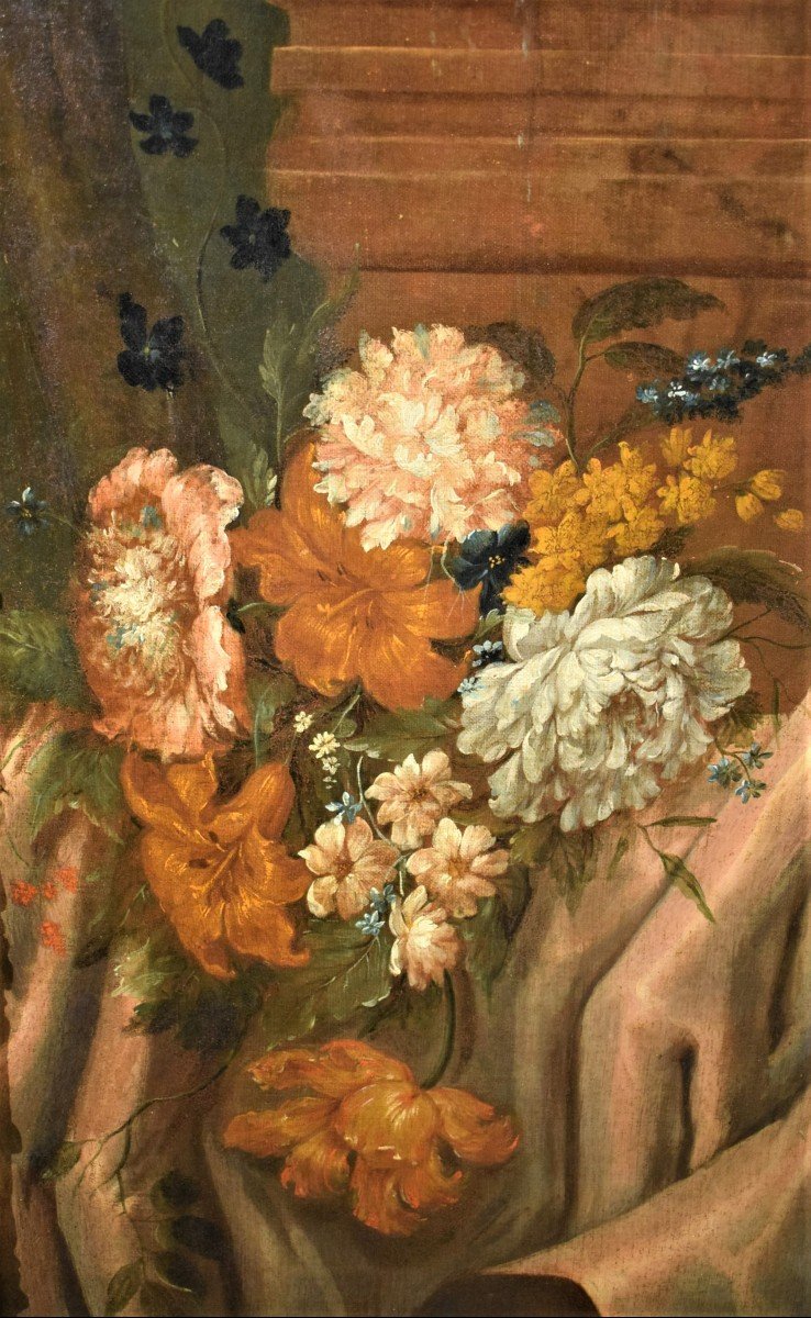 Still Life Of Flowers With Putto And Fontain - Michele Antonio Rapous (torino 1733-1819) -photo-5