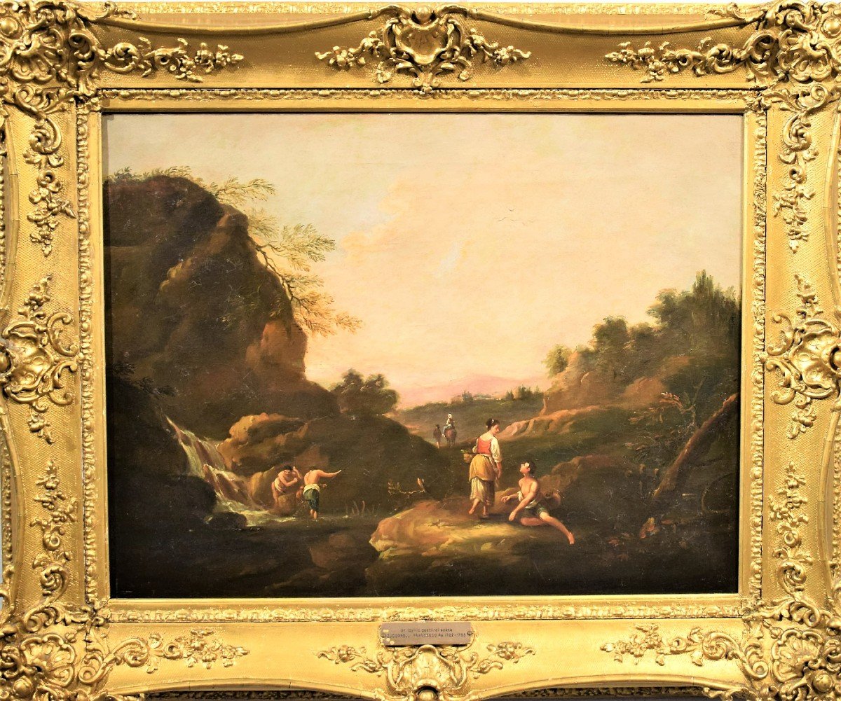 Idyllic Pastoral Landscape -  Francesco Zuccarelli (pitigliano 1702-florence1788) Attributed-photo-2