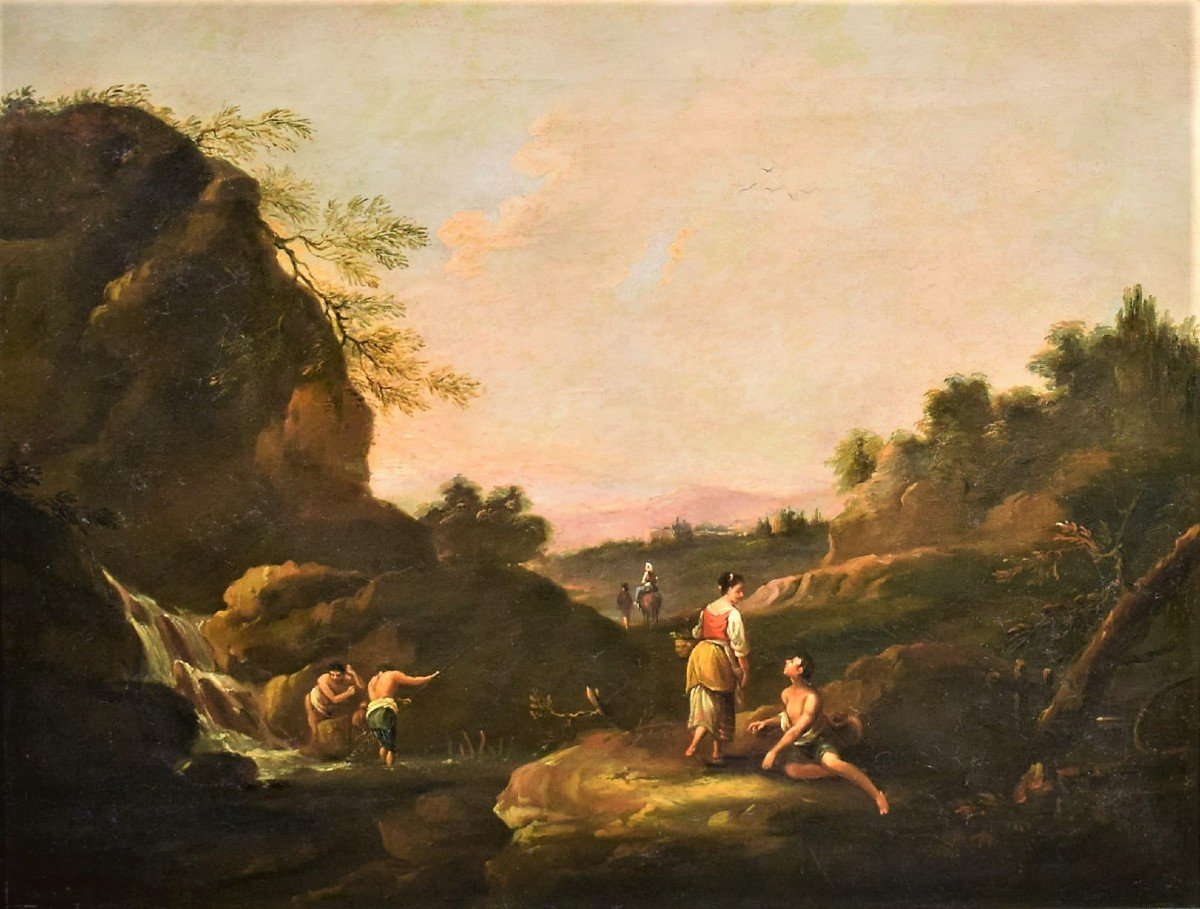 Idyllic Pastoral Landscape -  Francesco Zuccarelli (pitigliano 1702-florence1788) Attributed-photo-3