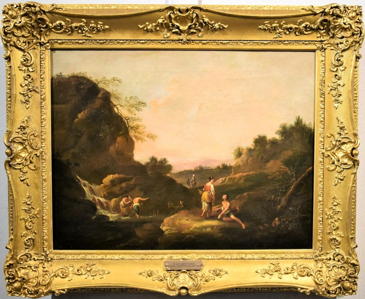 Idyllic Pastoral Landscape -  Francesco Zuccarelli (pitigliano 1702-florence1788) Attributed