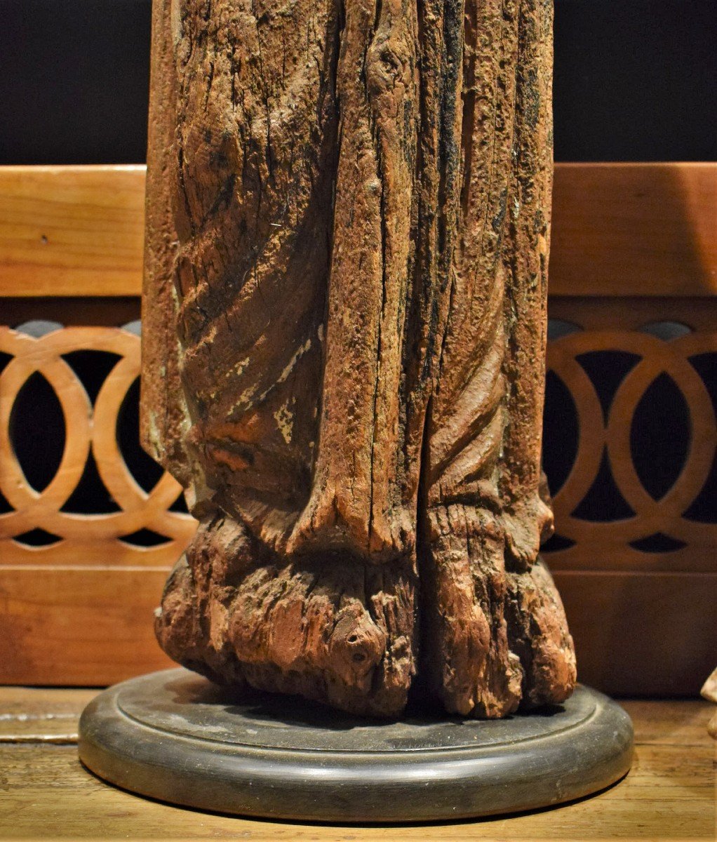 The Virgin Medieval Wooden Sculpture, France First Of The 15th Century -photo-2