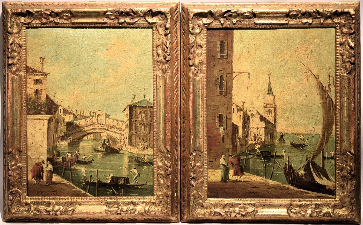 Pair Of Venetian Views - Signed A. Grossi Late 19th Century