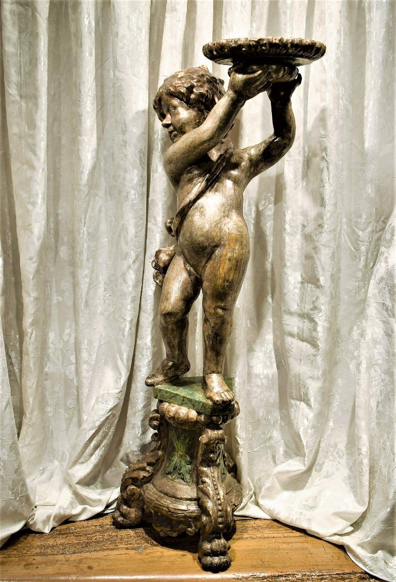 Sculpture en bois  représentant un Putto - Venise, époque Louis XVI -photo-3