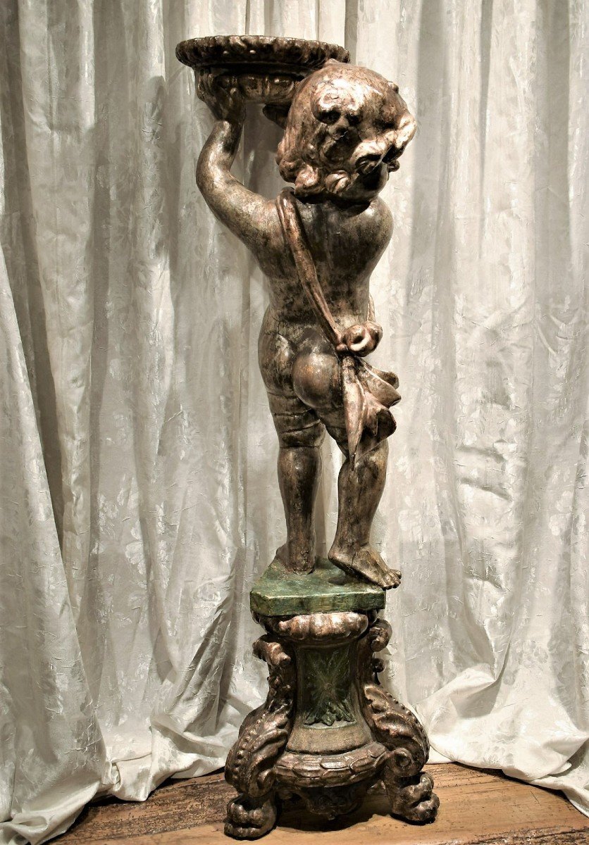 Sculpture en bois  représentant un Putto - Venise, époque Louis XVI -photo-4