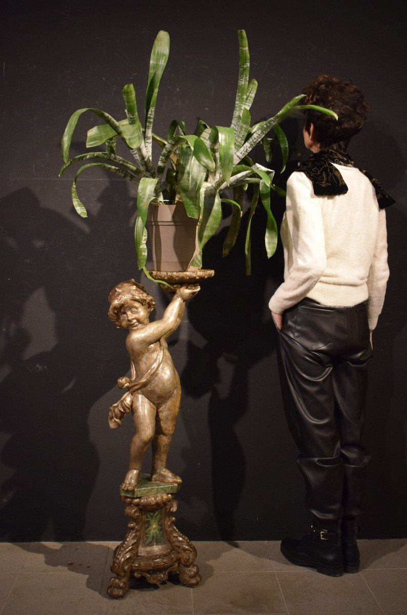 Sculpture en bois  représentant un Putto - Venise, époque Louis XVI -photo-8