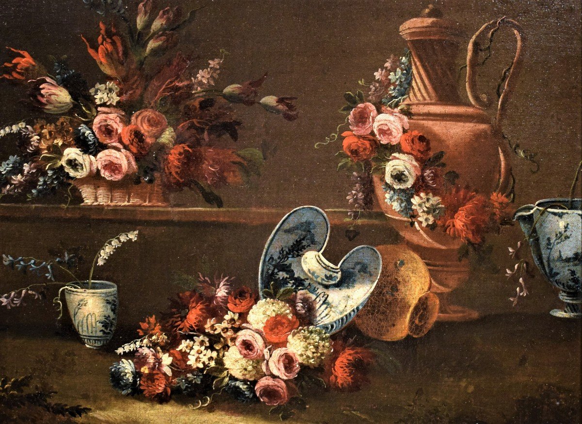 Nature morte de fleurs et majolique - Gaspare Lopez (Naples 1677-Florence 1732)-photo-2