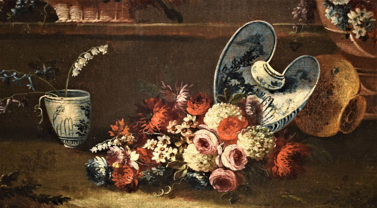 Nature morte de fleurs et majolique - Gaspare Lopez (Naples 1677-Florence 1732)-photo-4