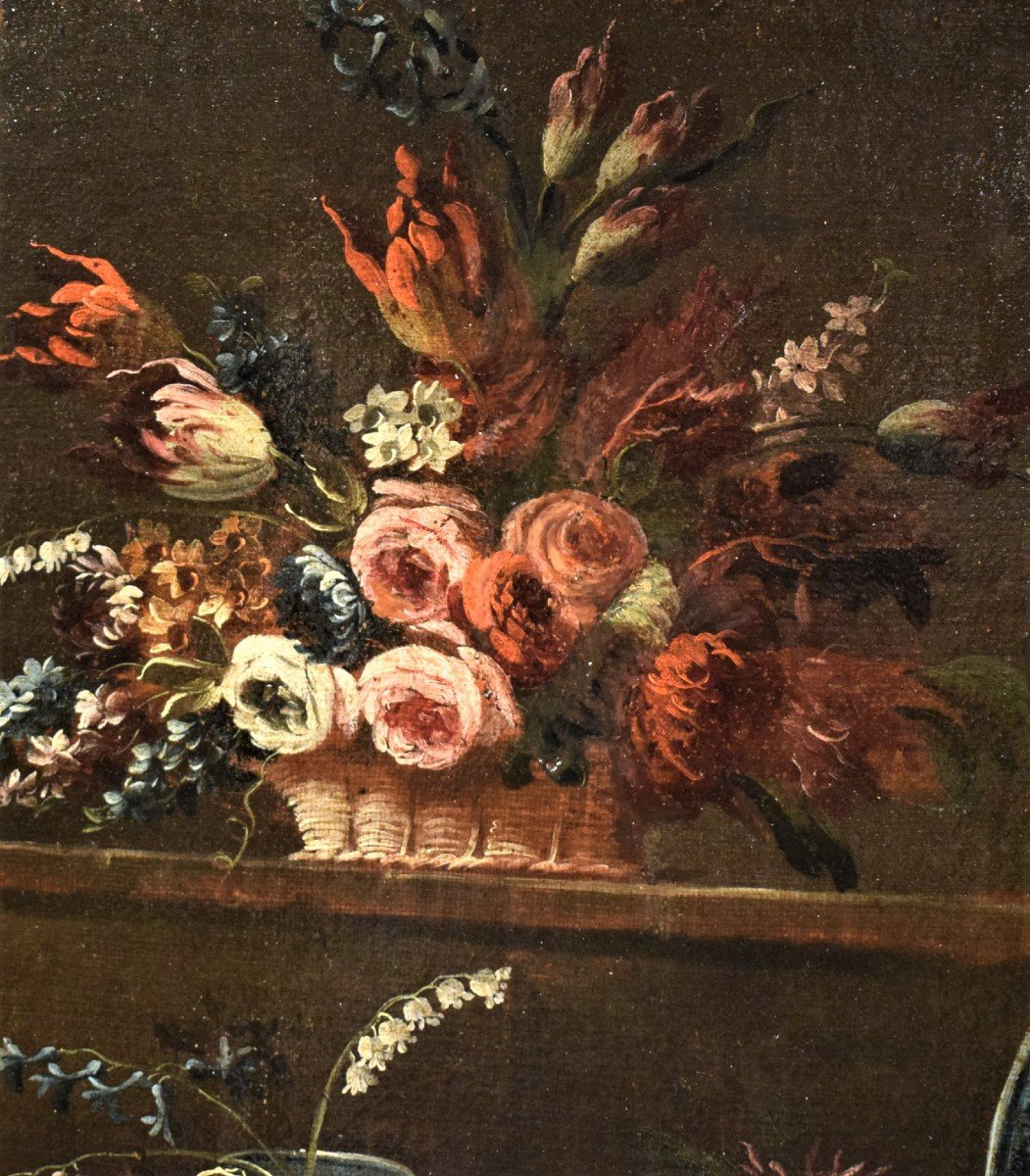 Nature morte de fleurs et majolique - Gaspare Lopez (Naples 1677-Florence 1732)-photo-1