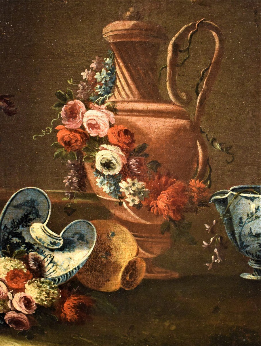 Nature morte de fleurs et majolique - Gaspare Lopez (Naples 1677-Florence 1732)-photo-2