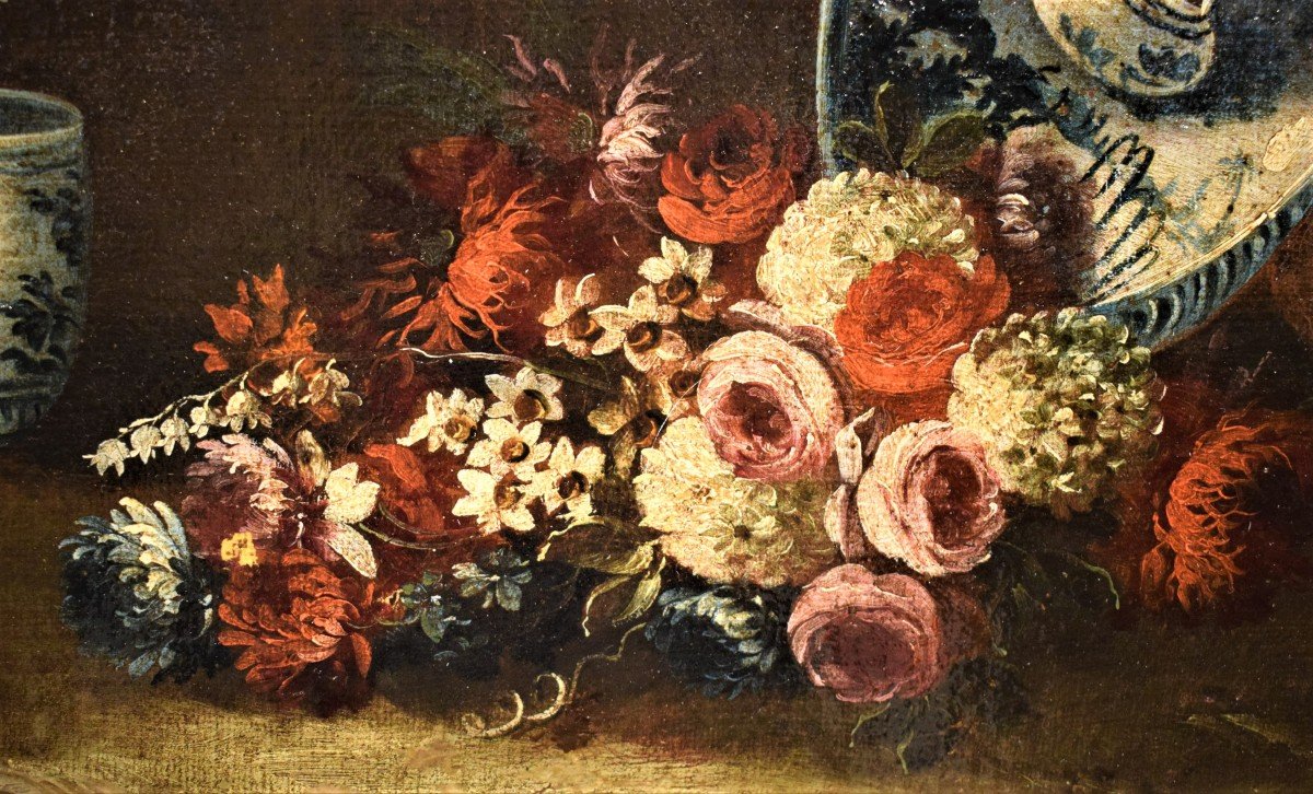 Nature morte de fleurs et majolique - Gaspare Lopez (Naples 1677-Florence 1732)-photo-3