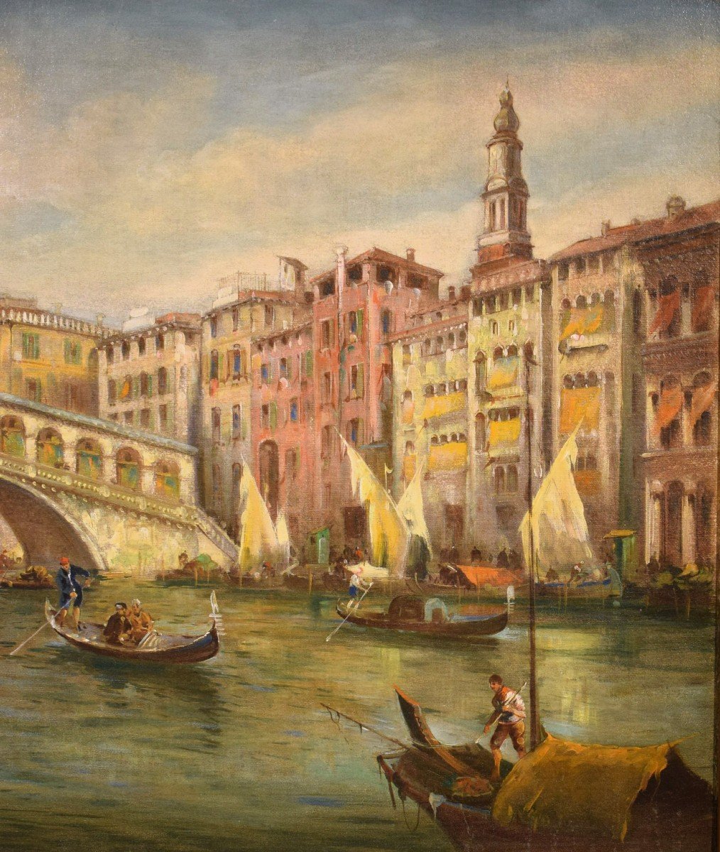 Venise, Grand Canal et pont du Rialto - Angelo Trentin (1850- 1912)-photo-4