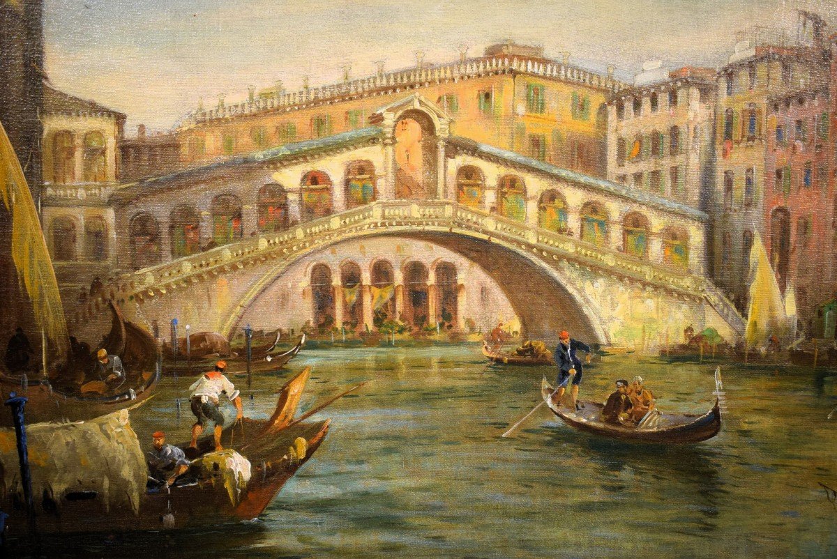 Venise, Grand Canal et pont du Rialto - Angelo Trentin (1850- 1912)-photo-1