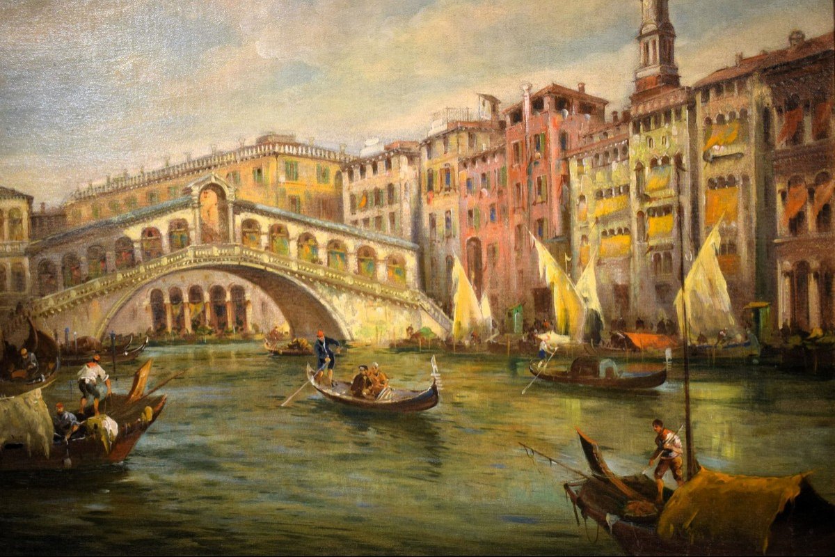 Venise, Grand Canal et pont du Rialto - Angelo Trentin (1850- 1912)-photo-2