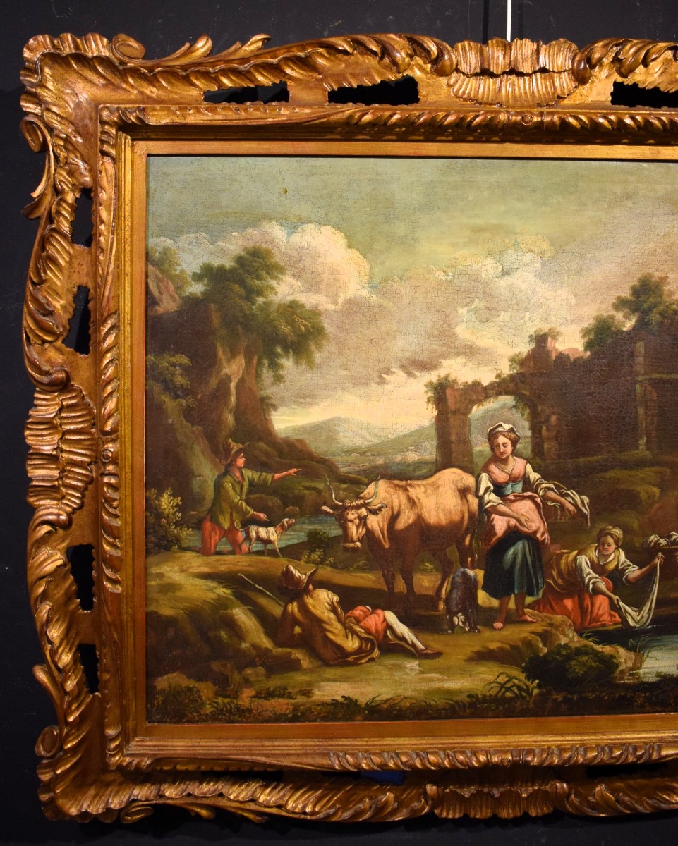 Shepherds And Washerwomen At The River - Domenico Brandi (naples, 1684 –1736)  Workshop-photo-2