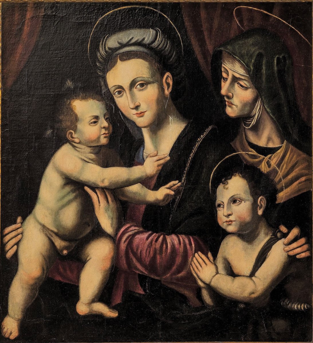 Madonna And Child, St. John The Baptist And St. Anne - Italian Renaissance-photo-2