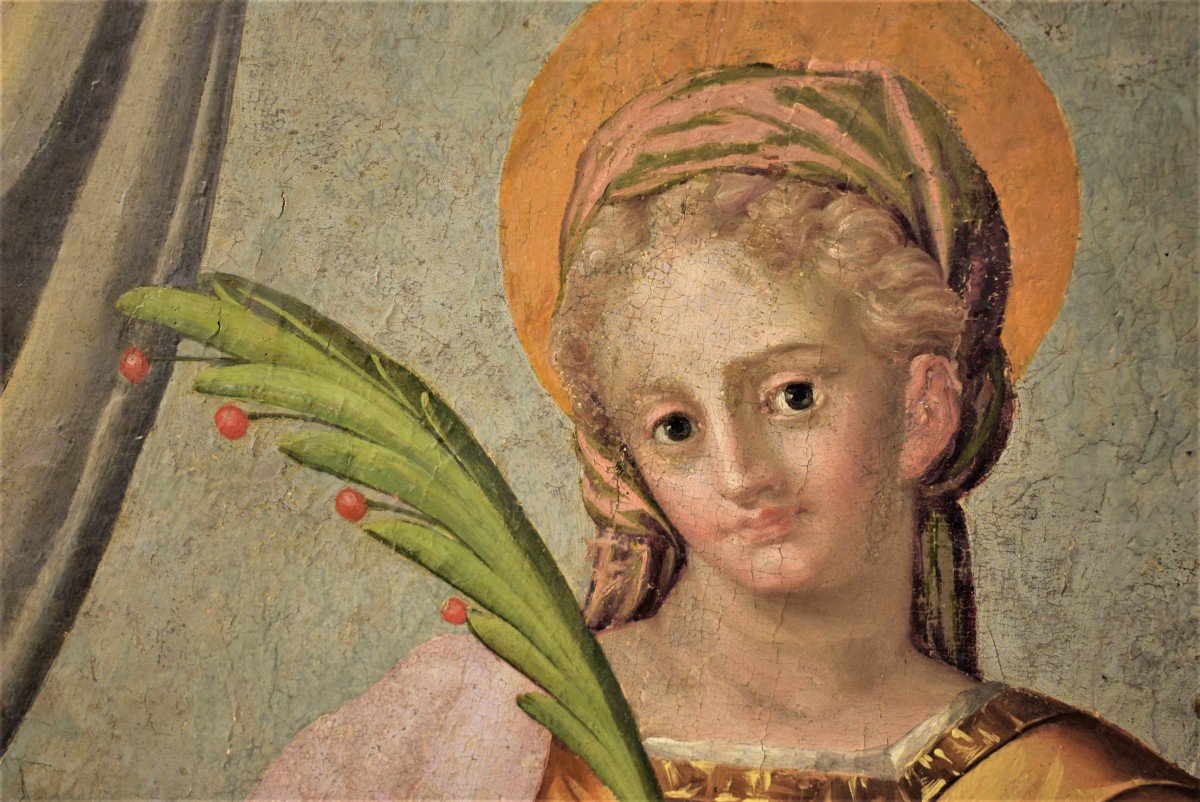 Saint Barbara Oil On Table Early 16th Century Central Italy-photo-1