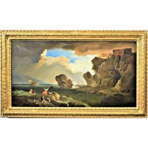 Naufrage  - Claude Joseph Vernet ( 1714 - 1789)   signé Vernet et daté 1786 