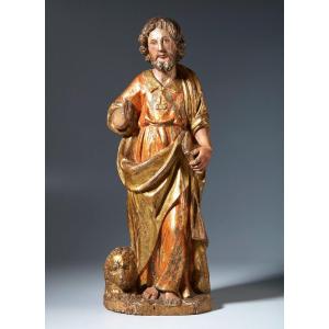 Saint Mark The Evangelist - Polychrome Wooden  - Italy  16th Century