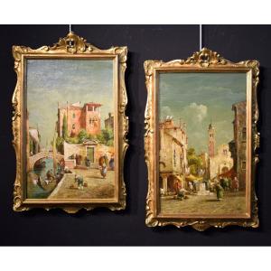 Pair Of Venetian Views - Eugenio Bonivento (chioggia,1880–milan,1956)