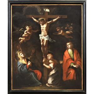 The Crucifixion - Large Flemish Canvas - First Of The 16th Century