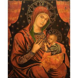 The Virgin With Child Veneto-cretan Icon 17th Century